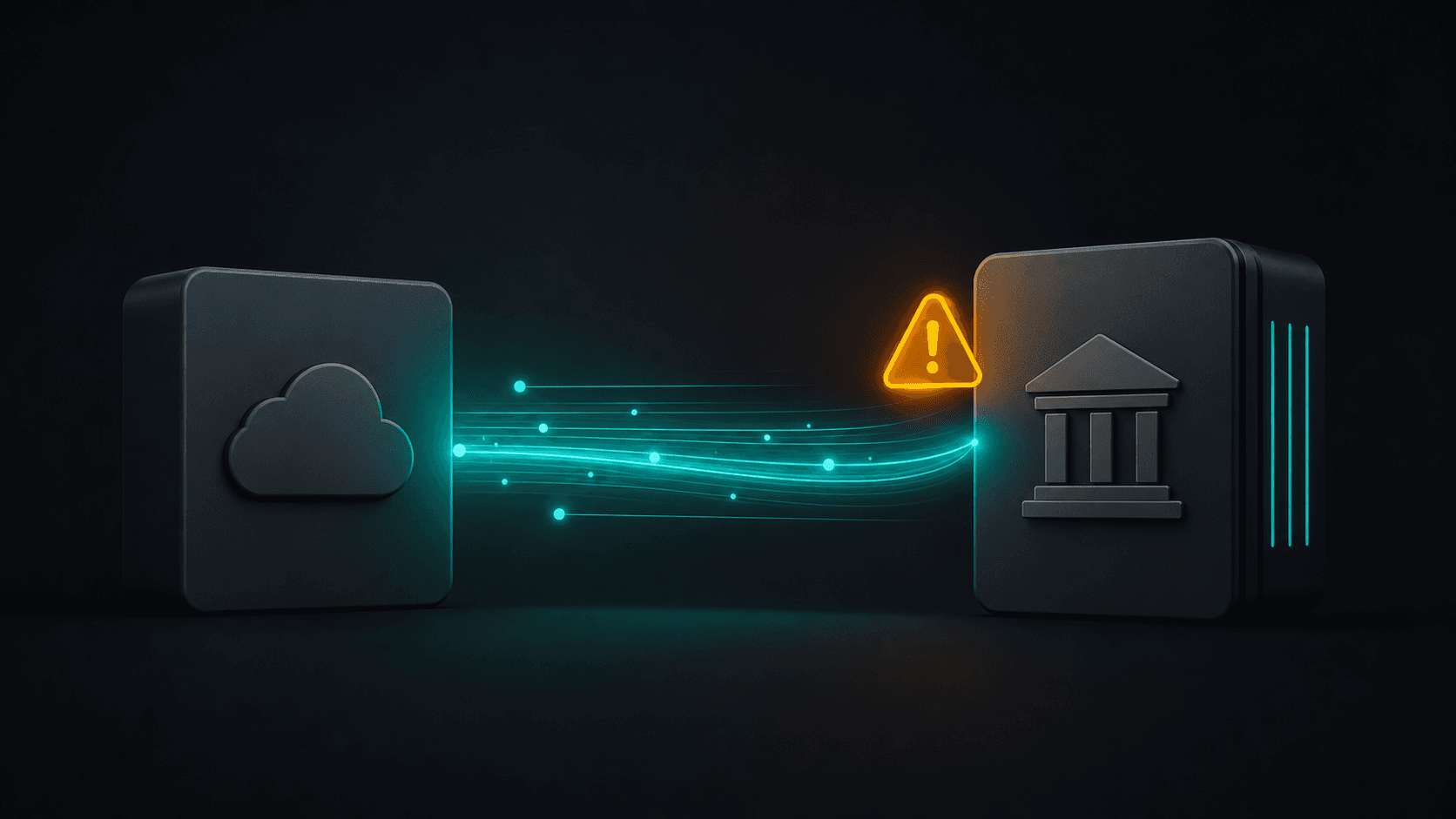 A live data route connecting a third-party system to an enterprise system before a warning appears